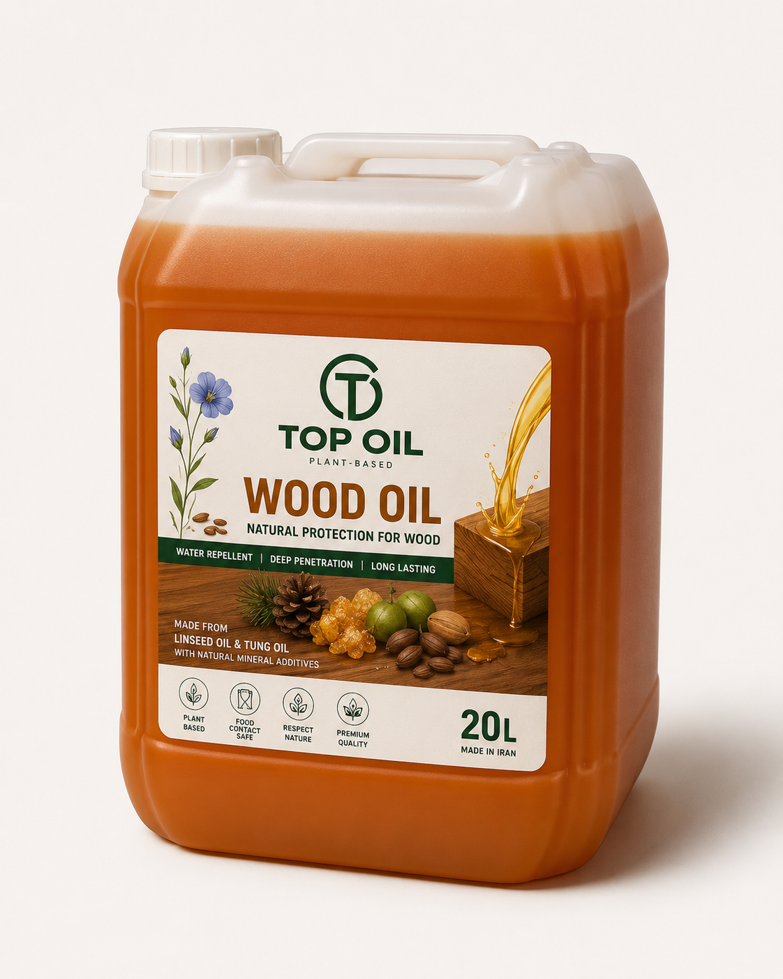 روغن چوب تاپ اویل مدل تک جزئی کد 102 حجم ۲۰ لیتر